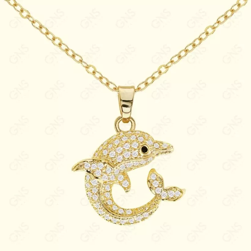 GNS – Gold Dolphin Necklace (CZN14G)