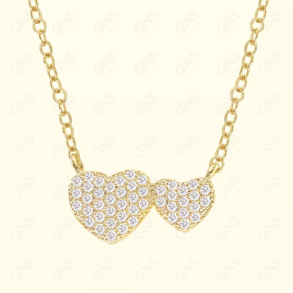 GNS – Silver Double Heart Necklace (CZN53G)