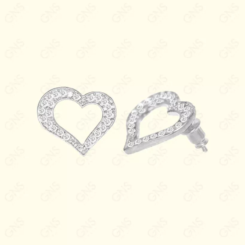 GNS – Silver HEART EARRINGS (ET437S)