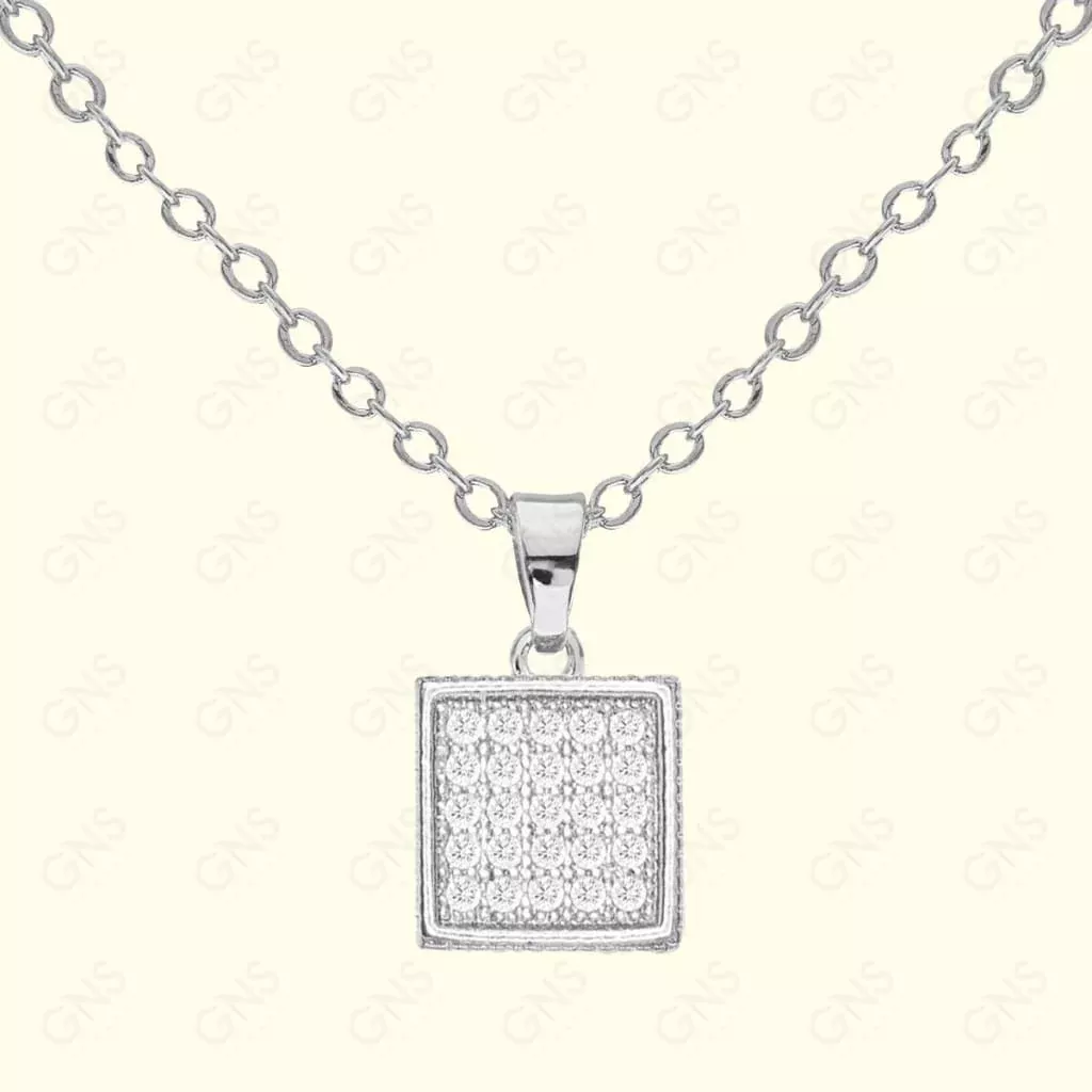 GNS – Silver Sqaure Necklace (CZN05S)