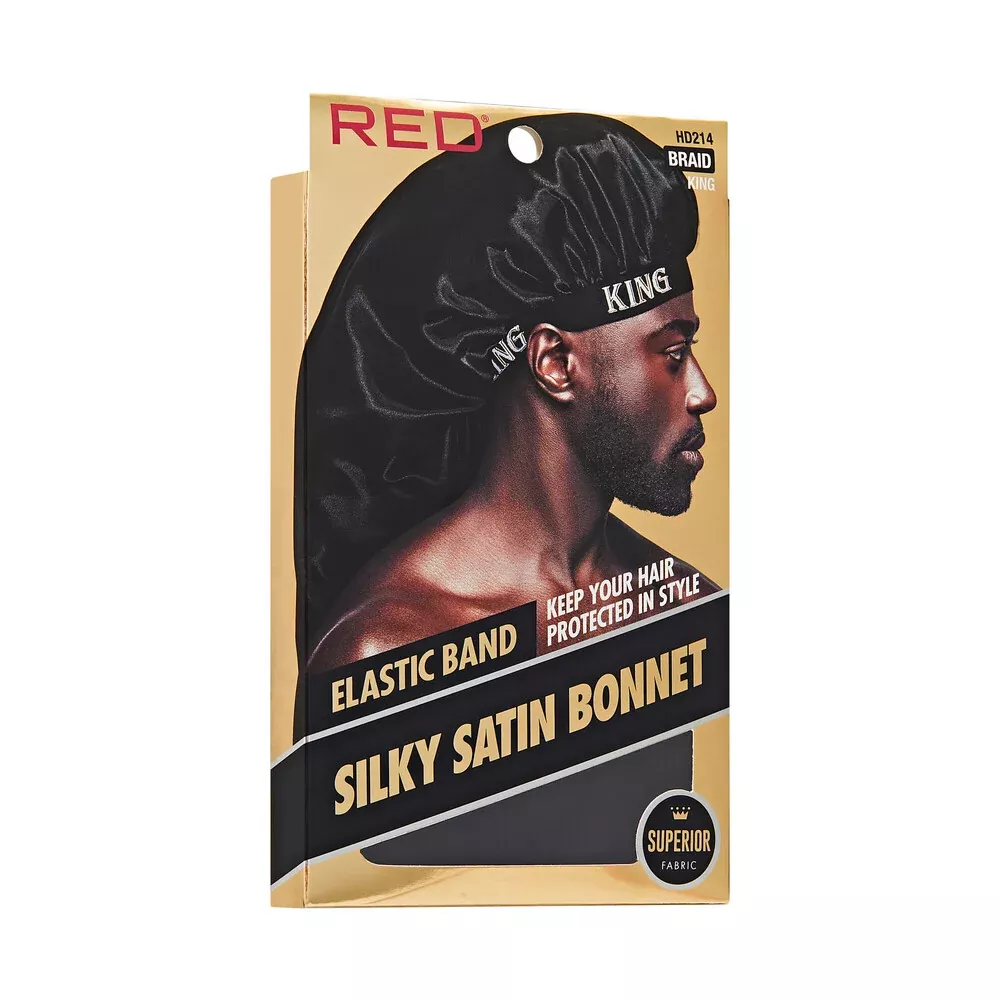KISS - RED SATIN ELASTIC BONNET BRAID KING