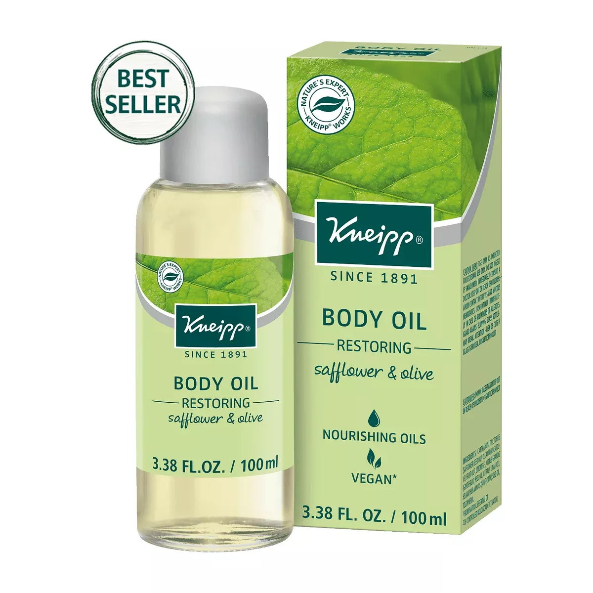 Kneipp Restoring Body Oil Vegan Safflower & Olive 3.38 Oz