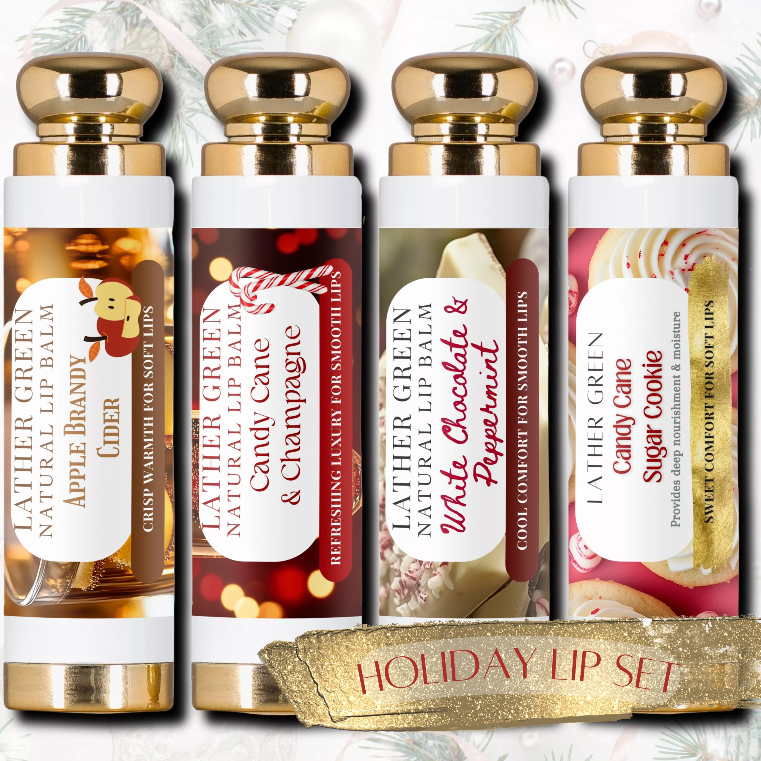 Lather Green Natural Lip Balm Gift Set – Festive Flavors Collection
