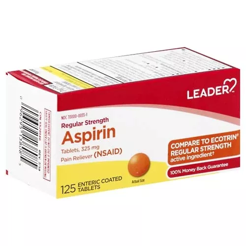 Leader™ Aspirin 325 mg Tablet, 125 EA (Compare to Ecotrin)