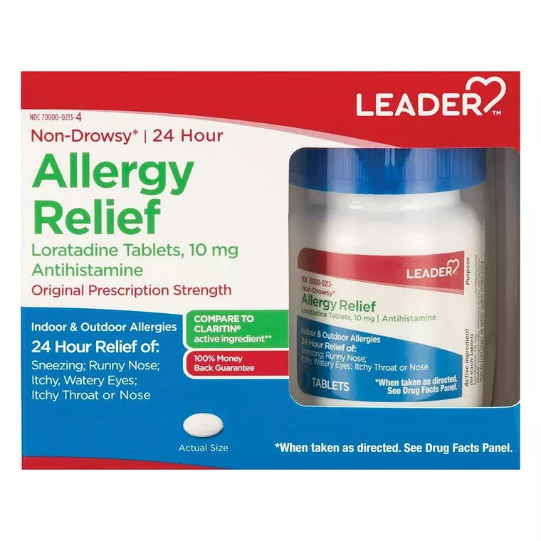 Leader Loratadine 10mg Allergy Relief - 90 Count Tablets - 24 Hour Relief from Indoor & Outdoor Allergies - Value Size