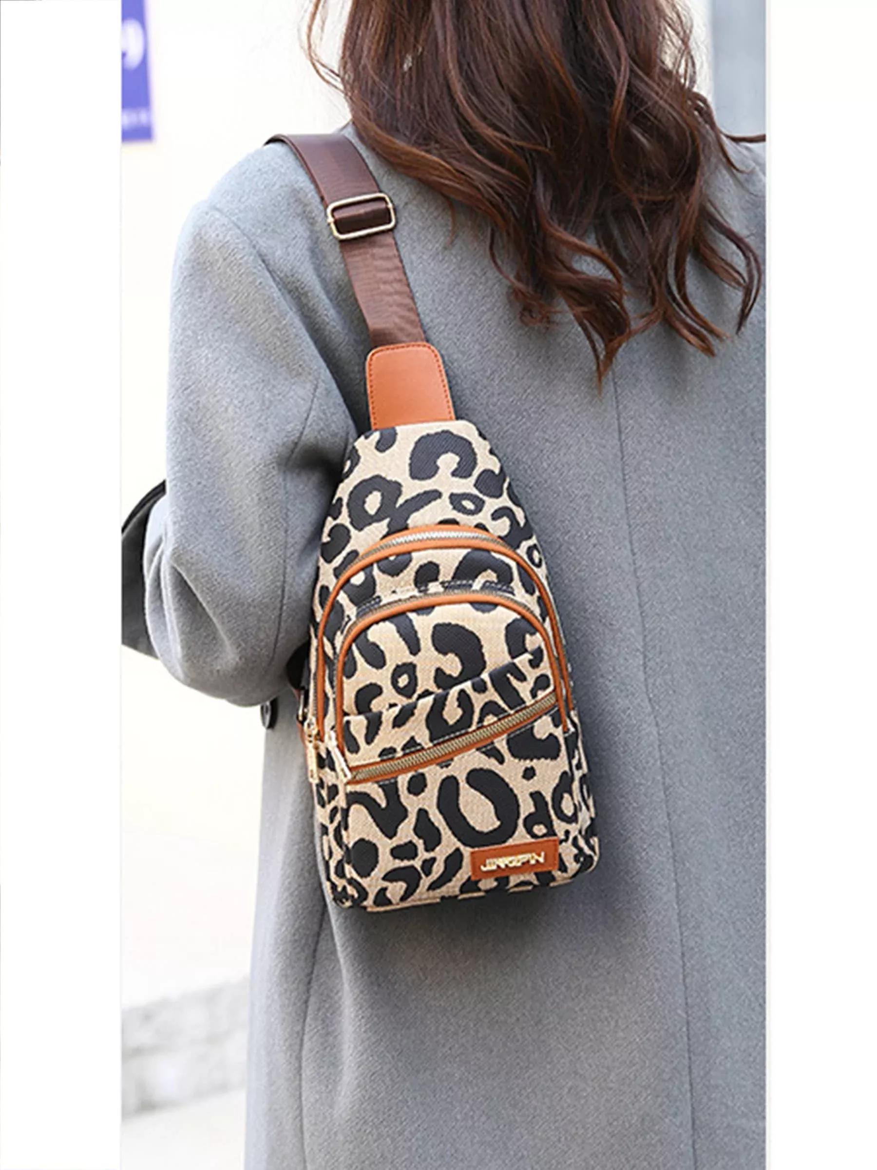 Leopard Print Waterproof Crossbody Bag