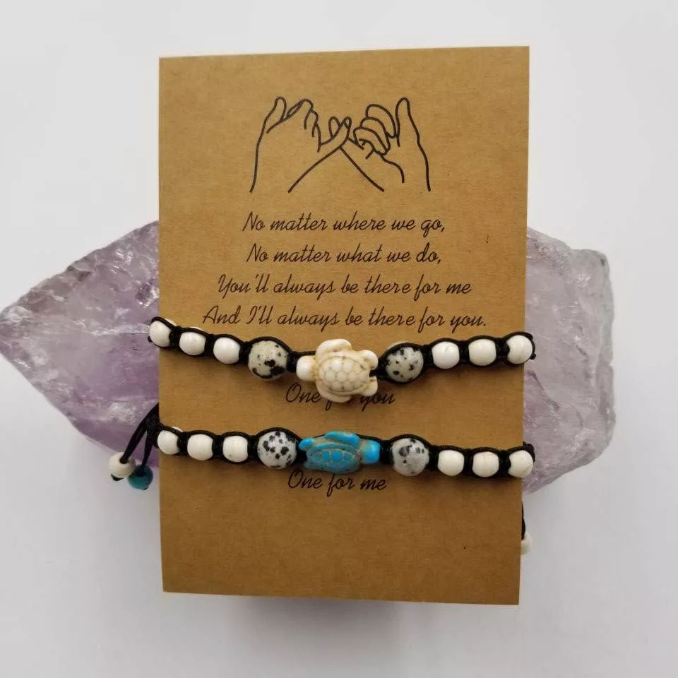 Magnolia Jewelry- Turquoise Turtle Friendship Bracelet – Set Of 2