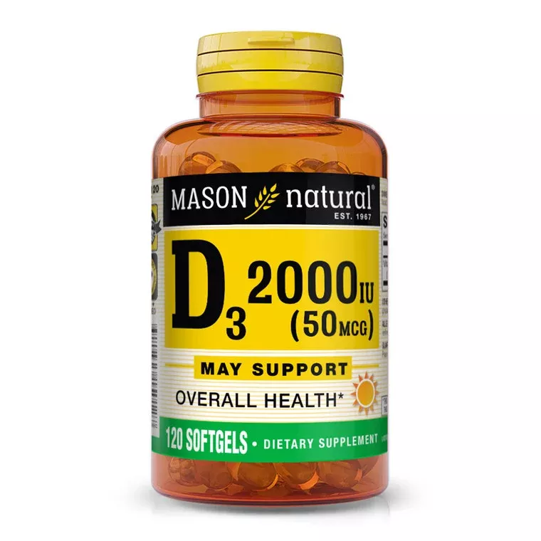 Mason Natural Vitamin D3, 2000 IU, Softgels