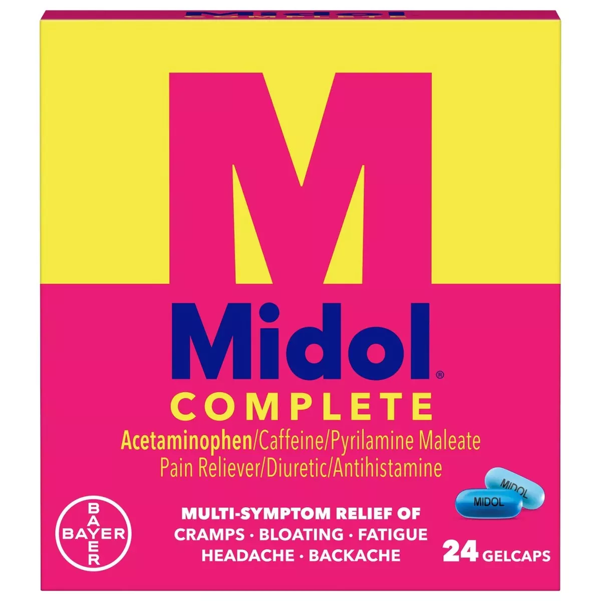 Midol Complete 15 mg - 500 mg - 60 mg Maximum Strength Gelcap, 24 EA