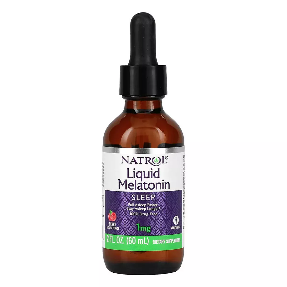 Natrol Melatonin Liquid Drops, 1mg per 4mL, Raspberry Flavor, 2 fl oz