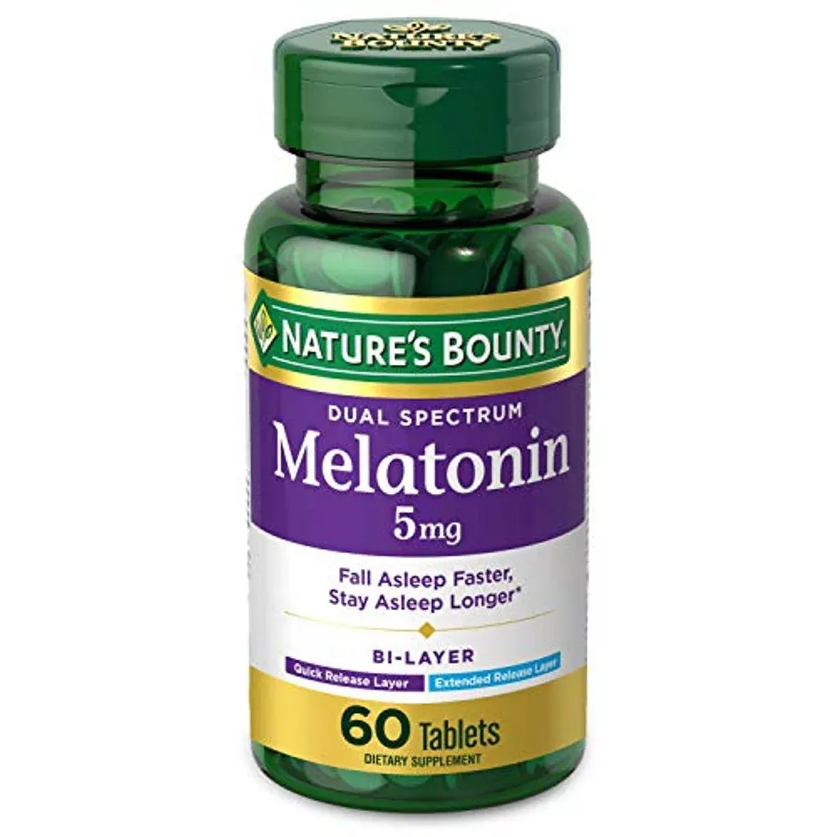 Nature’s Bounty Dual Spectrum Bi-Layer Melatonin 5 Mg, 60 Tablets