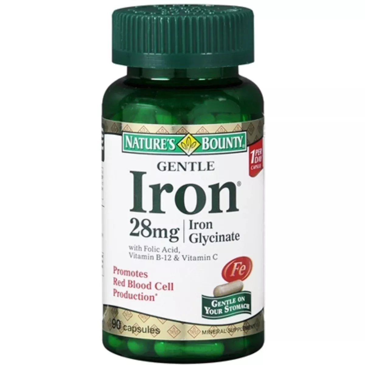 Nature’s Bounty Gentle Iron 28 mg Capsule, 90 EA