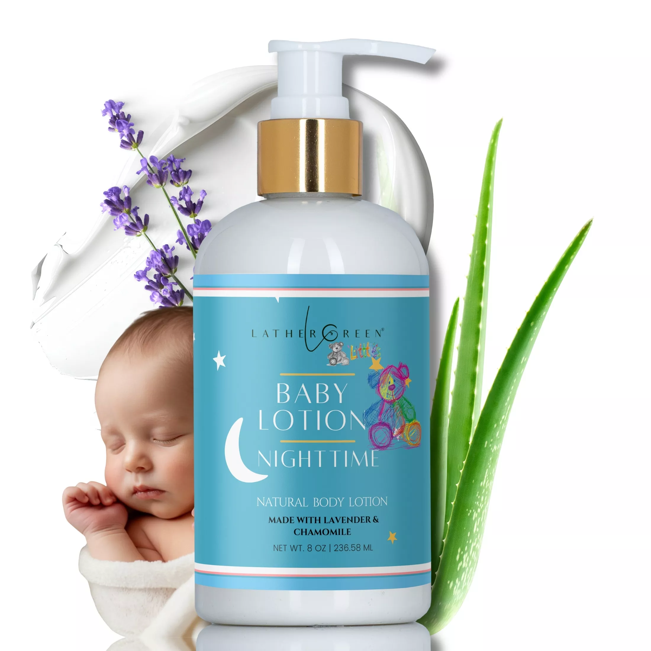 Nighttime Baby Lotion | Gentle Lavender & Chamomile Moisturizer for Babies