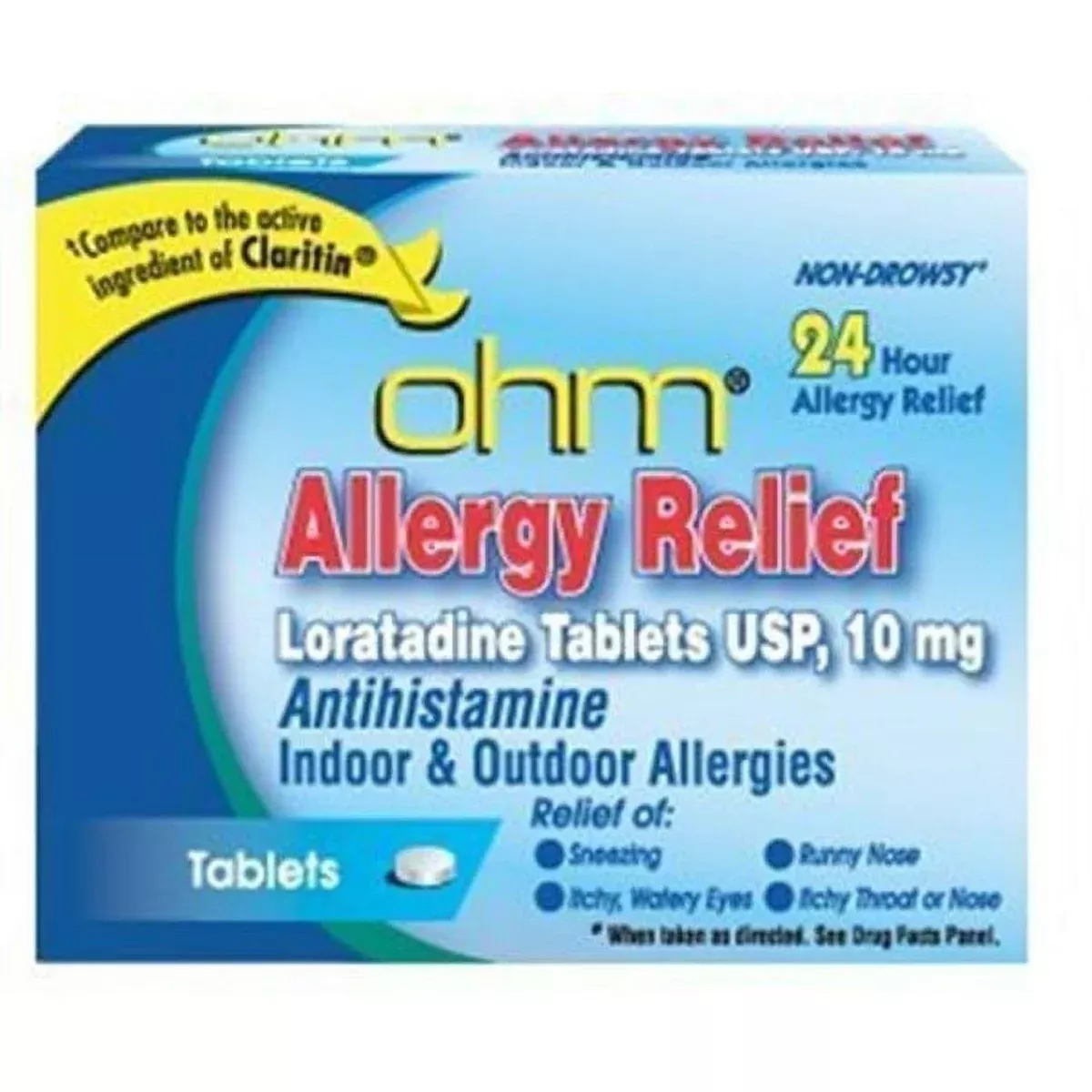 Ohm Loratadine 10mg Non-Drowsy Allergy Relief, 24-Hour Antihistamine, 500 Tablets