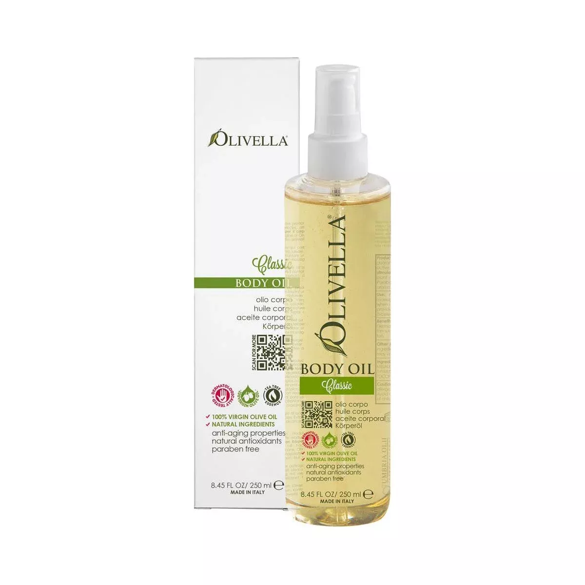 Olivella Classic All Natural Olive Body Oil 8.45 oz