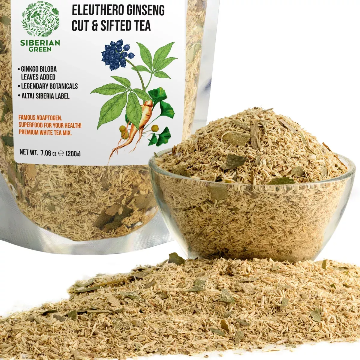 Organic Siberian Ginseng Powder with 10% Ginkgo Biloba