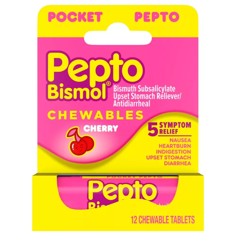 Pepto-Bismol To-Go 262 mg Cherry Chewable Tablet, 12 EA