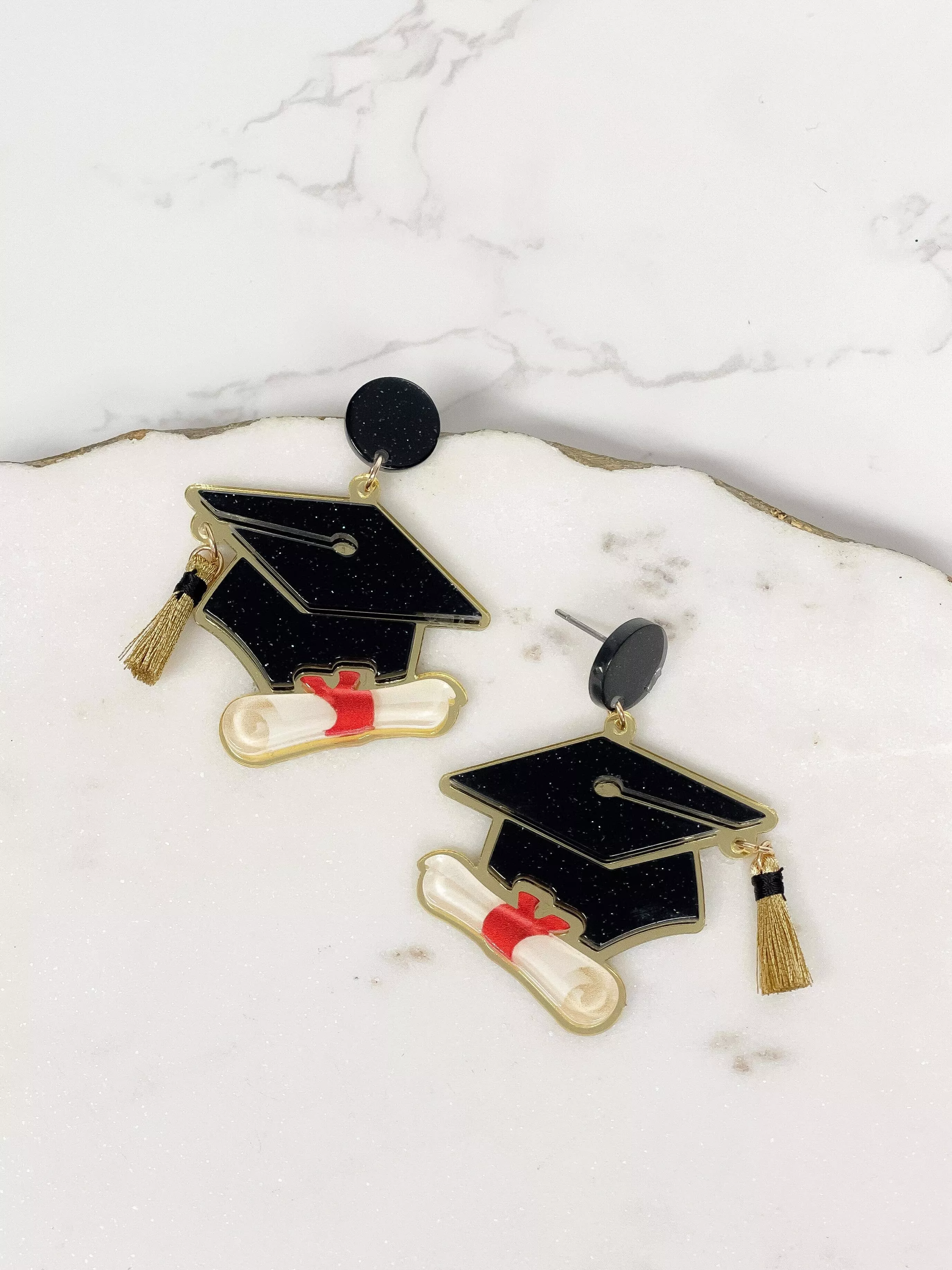 Prep Obsessed Wholesale - Bachelor Cap Acrylic Dangle Earrings