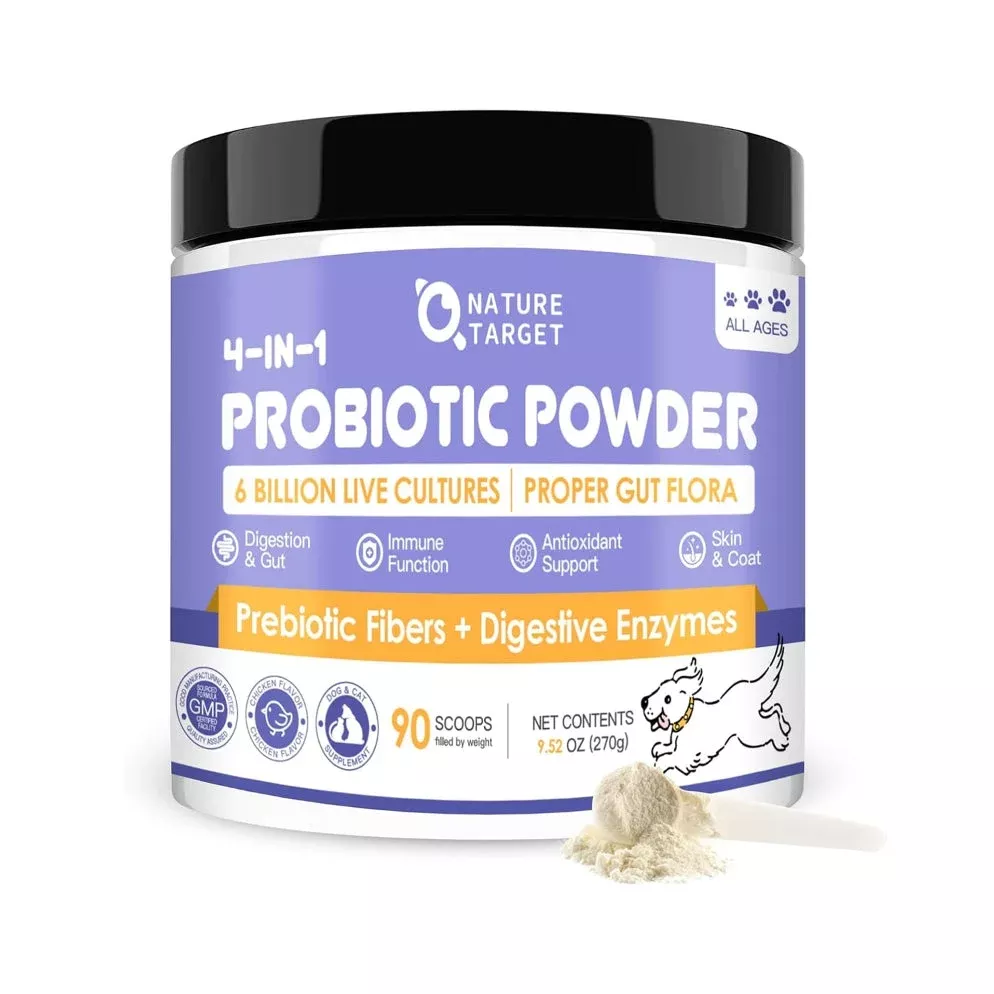 Probiotics for Dogs & Cats, 6 Billion CFUs with Prebiotics & Digestive Enzymes, Chicken Flavor, 90 Servings