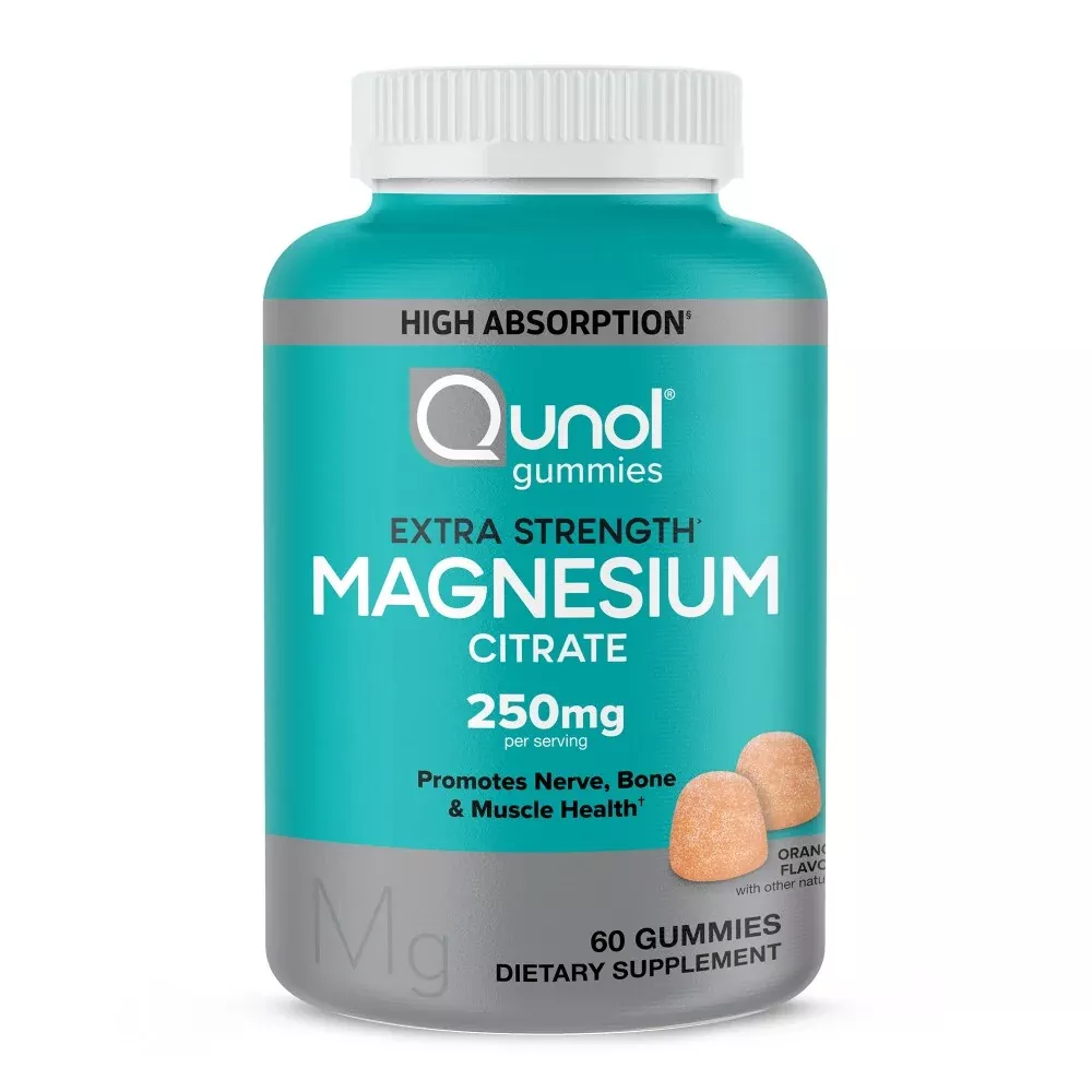 Qunol Extra Strength Magnesium Citrate Gummies, 200mg per Serving, 60 Count - High Absorption, Delicious Chewable Supplement
