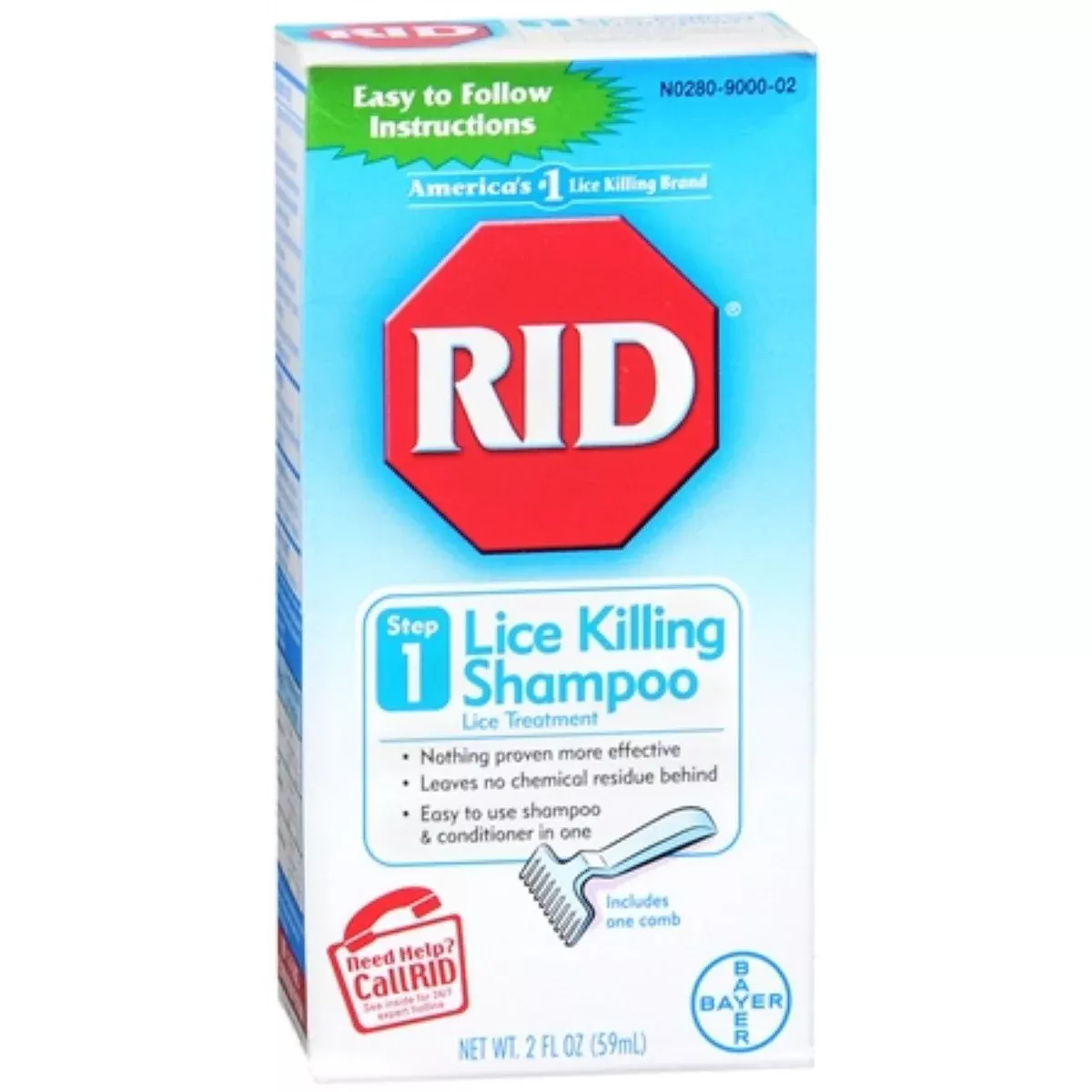 RID Lice Killing Shampoo, Includes 1 Nit Comb And 1 Bottle, 2 Ounces