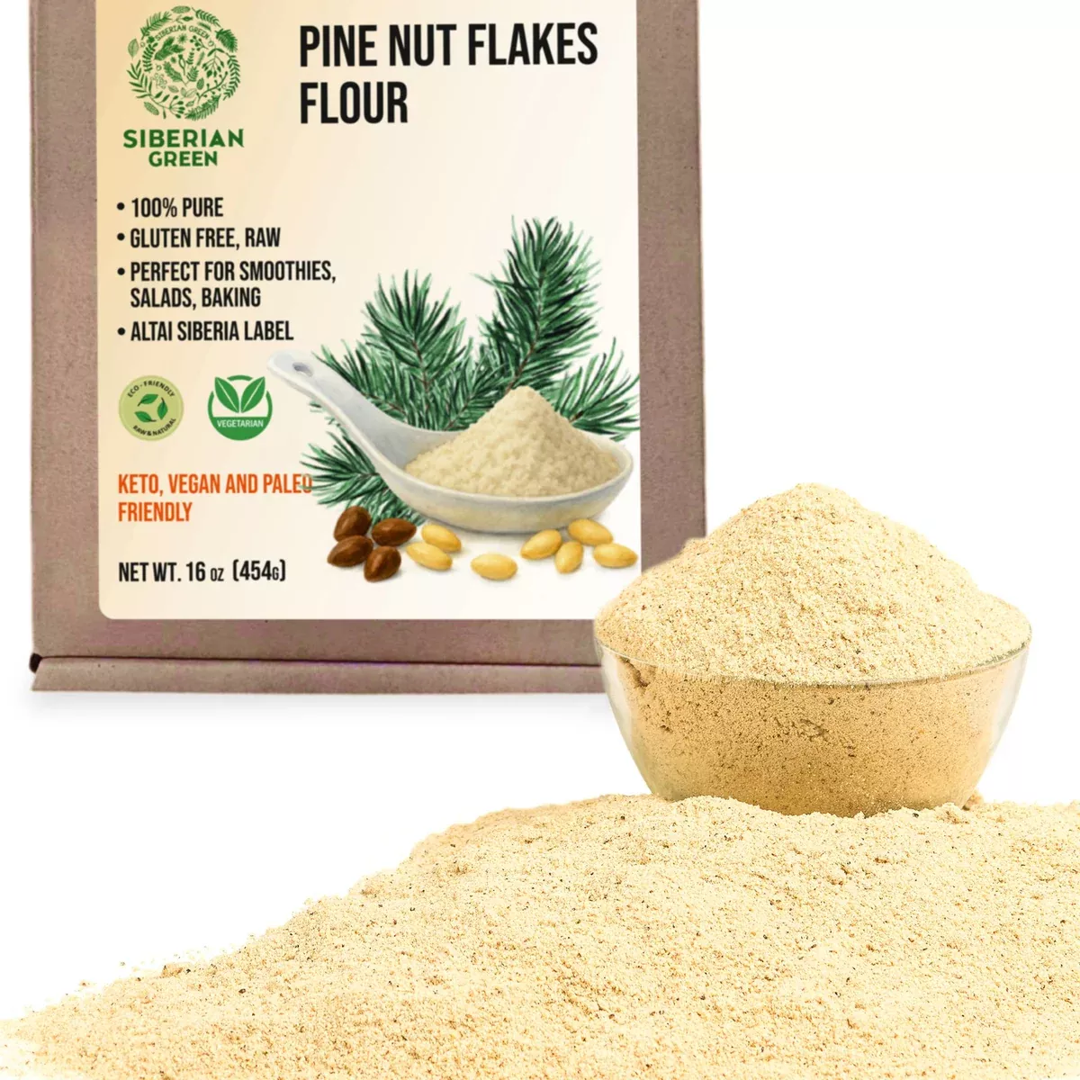Siberian Pine Nut Flour (Kernel Powder) – 454g / 1 lb