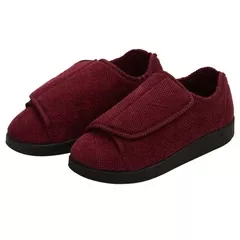 Silvert s Women’s Double-Extra Wide Easy Closure Slipper For Seniors 9 Wine