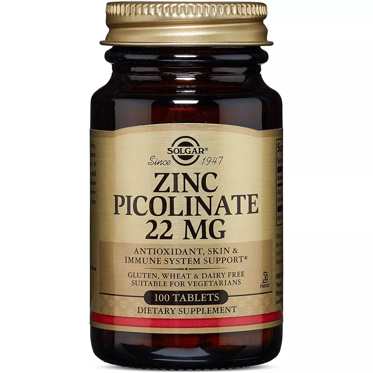 Solgar Zinc Picolinate, 22 Mg, 100 Tablets