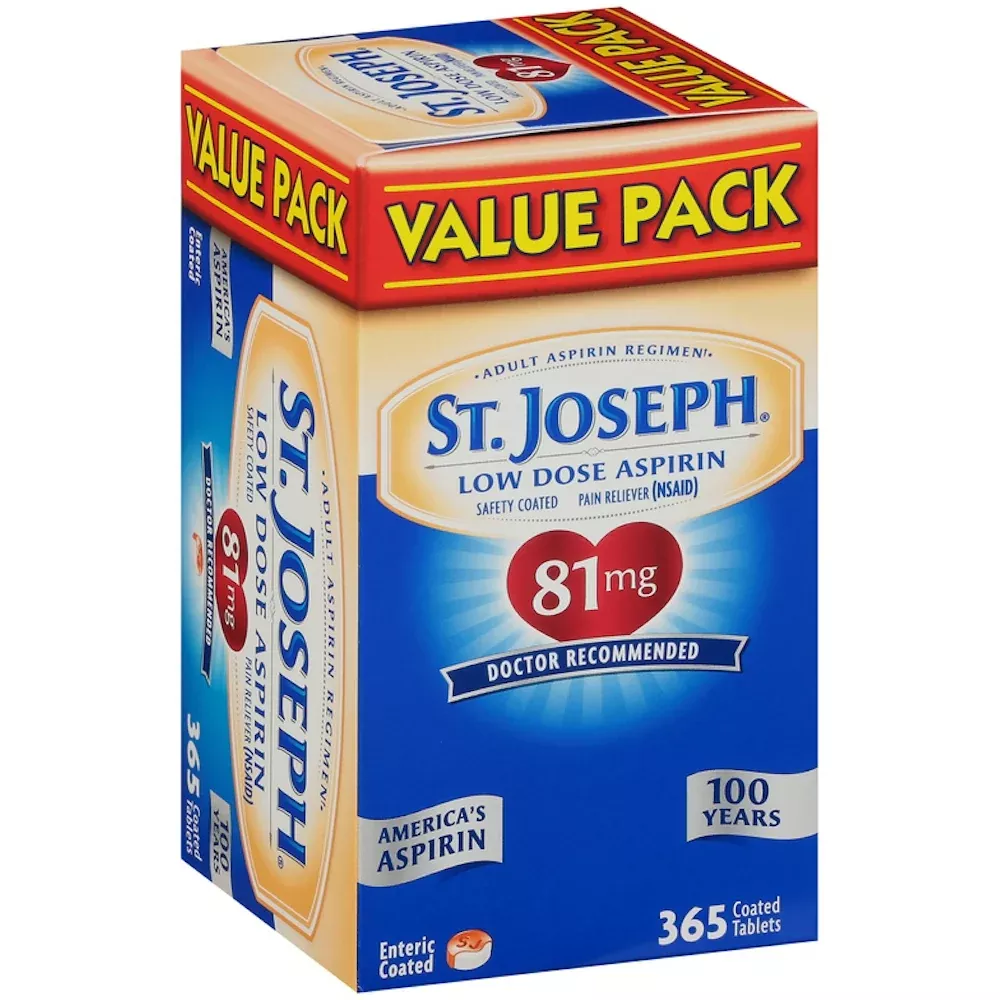 St. Joseph Low Dose Aspirin 81 mg – Safety Coated Tablets, 365 Count Value Pack