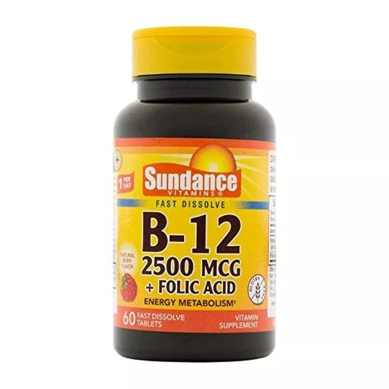 Sundance Vitamin B12 Plus Folic Acid Tablets, 2500 Mcg