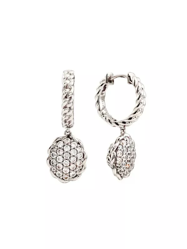 Sybella Jewellery Asta Twisted Hoops with CZ Drop Earrings Silver