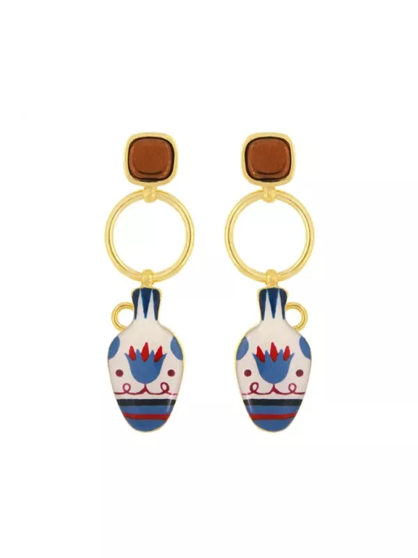 Taratata Fantaisie Antique Stud Earrings Blue & Gold