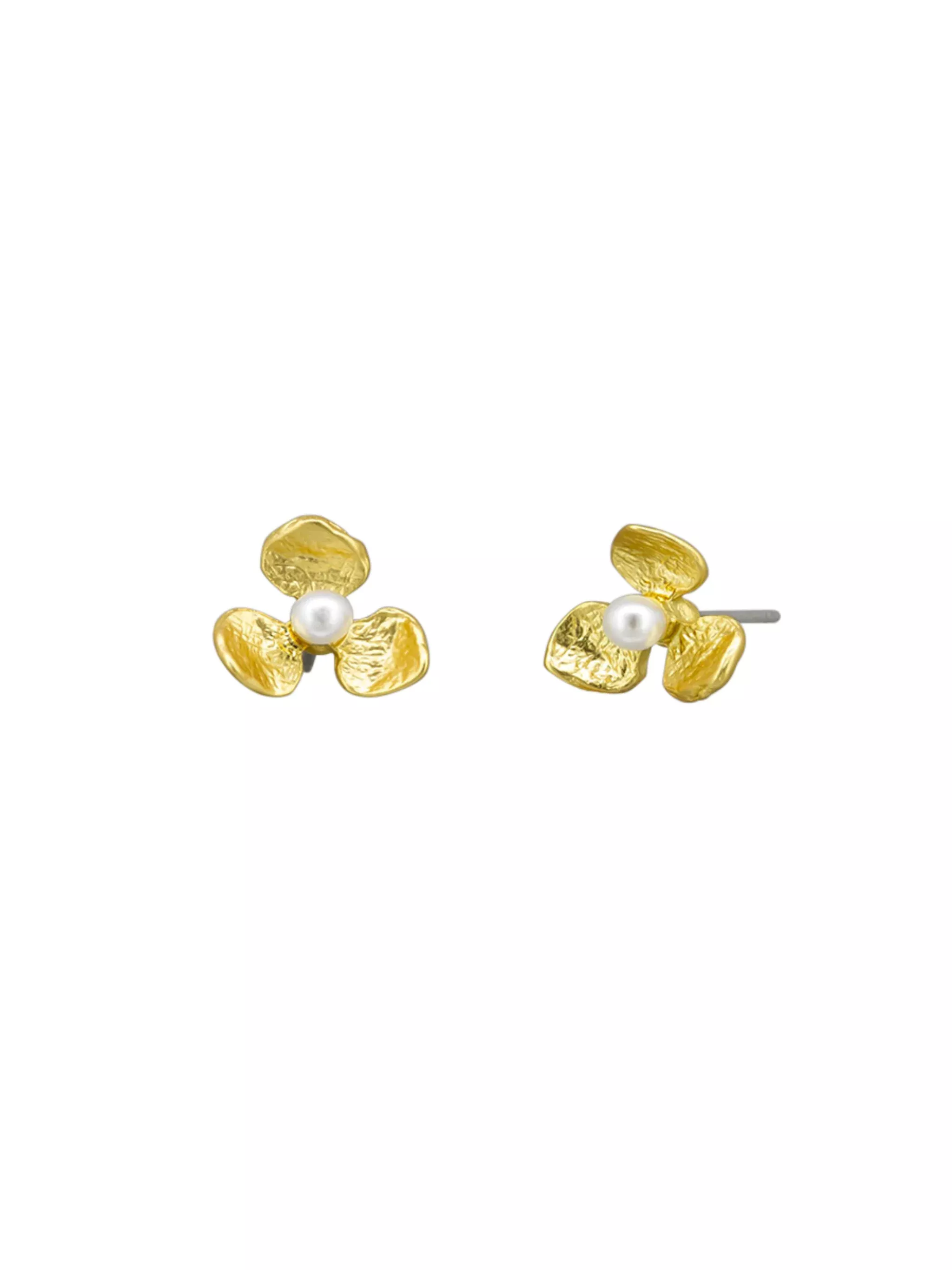 Tiger Tree Azalea Flower Earrings Gold