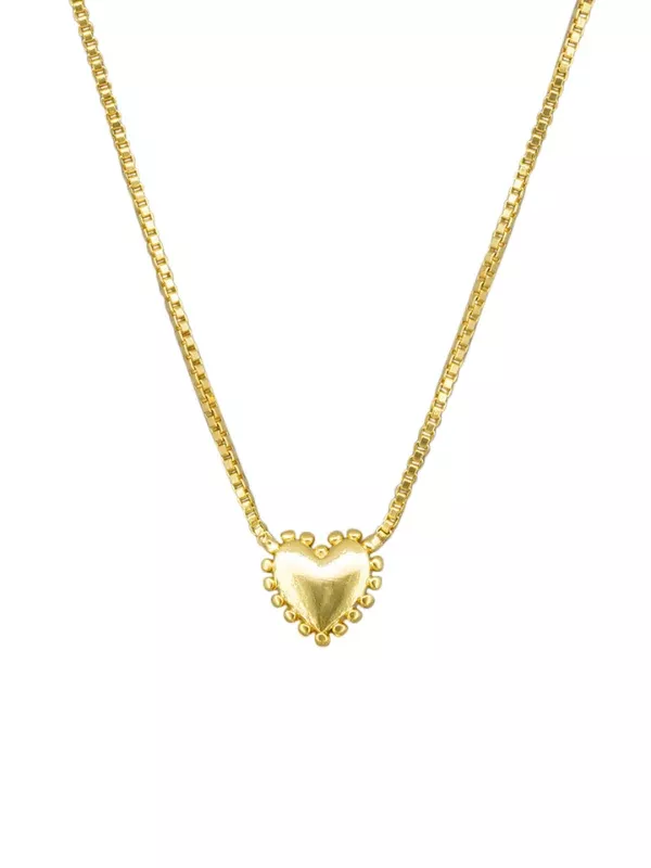 Tiger Tree Ball Edged Heart Necklace Small Gold
