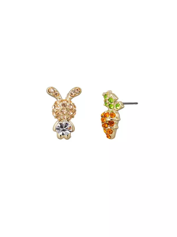 Tiger Tree Bunny Hop Crystal Earrings Gold