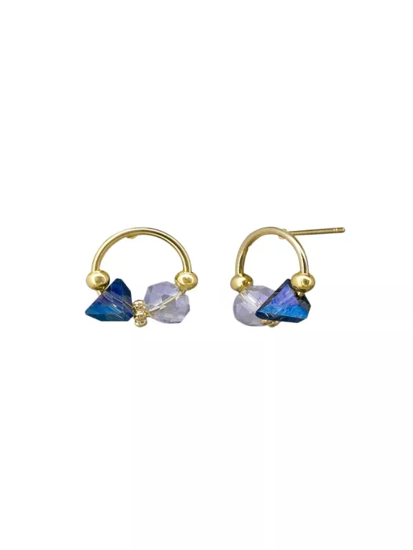 Tiger Tree Cluster Cut Earrings Blue & Gold