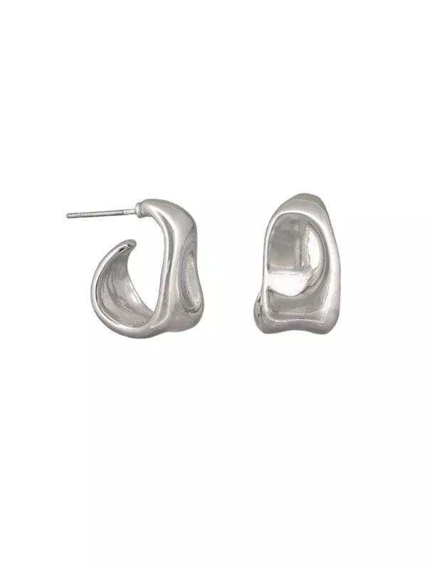 Tiger Tree Crinkle Hoop Earrings Silver