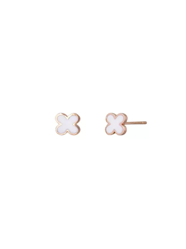 Tiger Tree Criss Cross Studs White & Rose Gold
