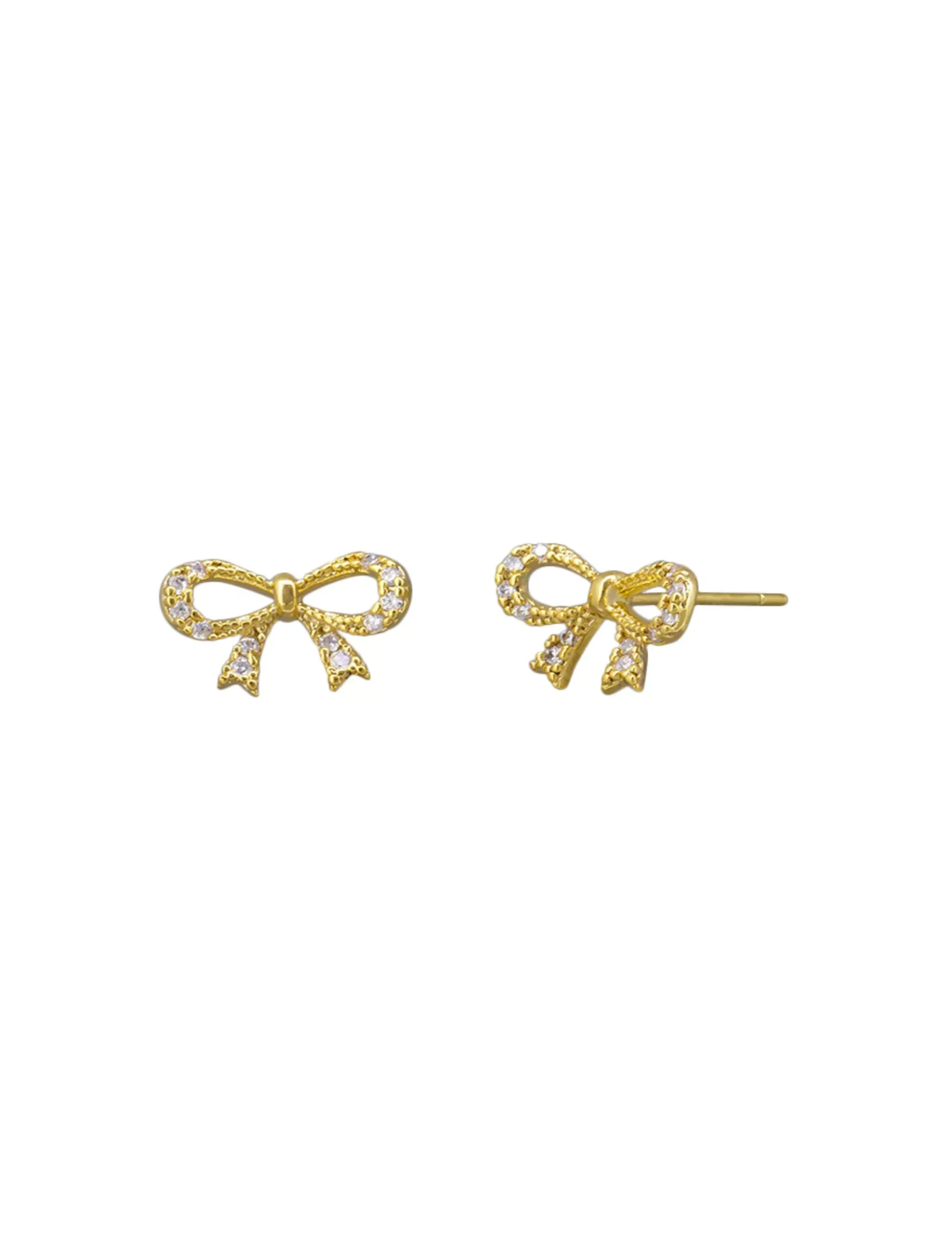 Tiger Tree Crystal Bow Earrings Gold