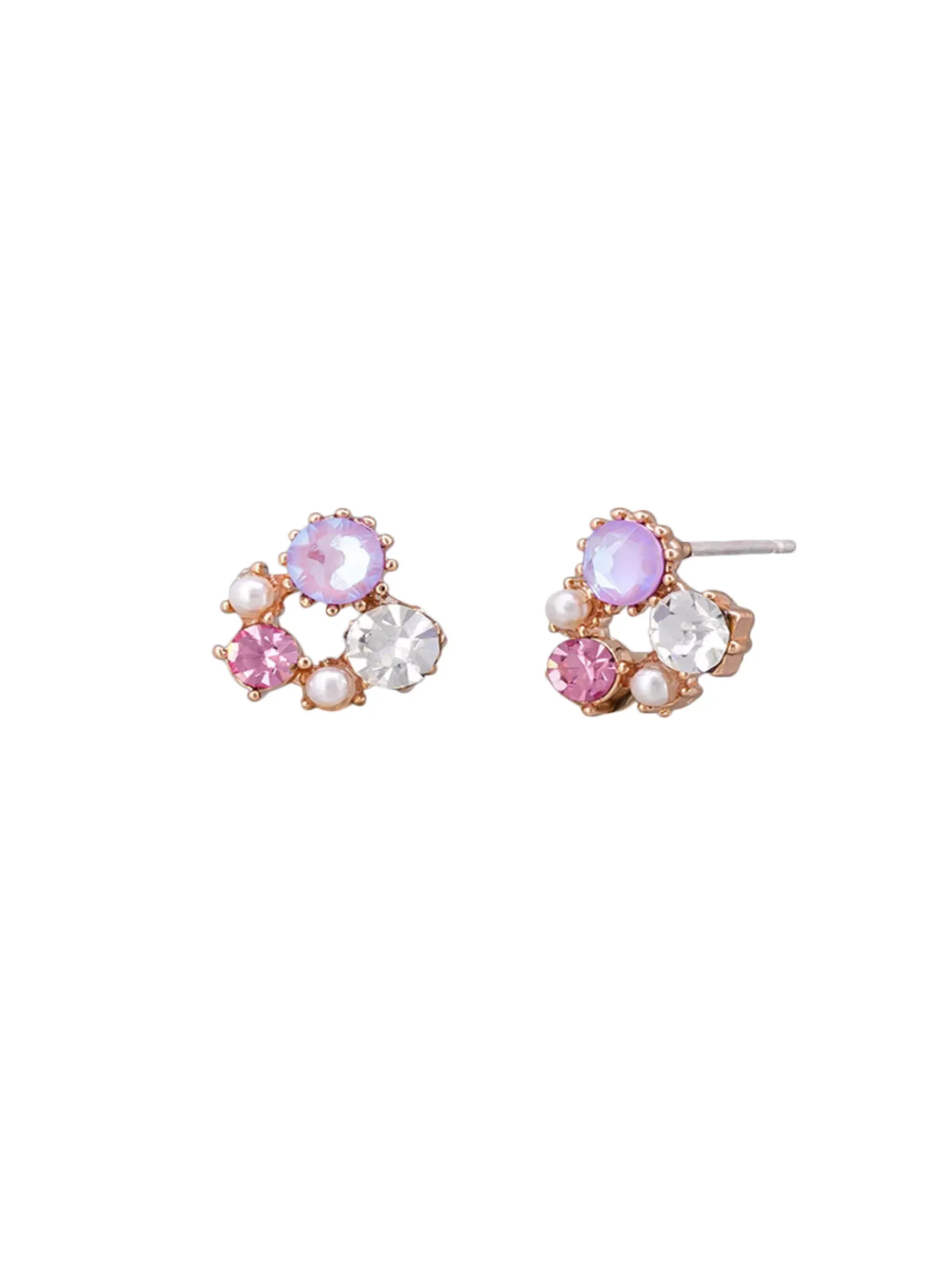 Tiger Tree Crystal Cluster Earrings Pink & Rose Gold
