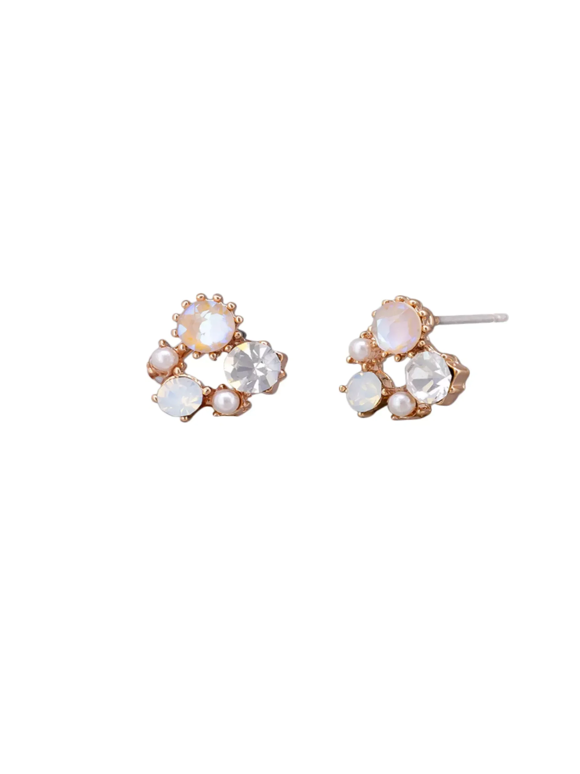 Tiger Tree Crystal Cluster Earrings White & Rose Gold