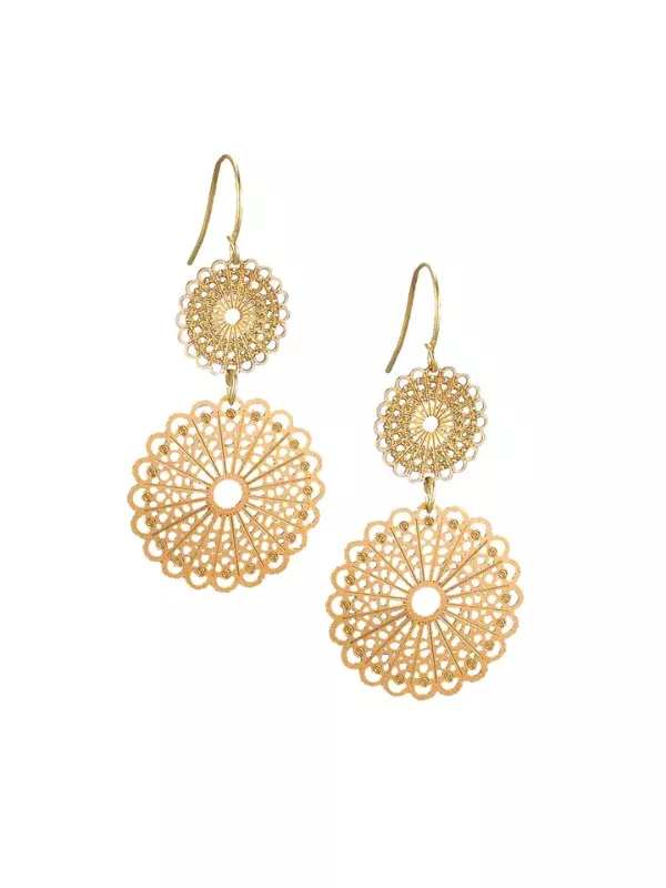 Tiger Tree Double Lace Earrings Gold