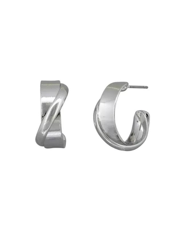 Tiger Tree Kinsley Twist Hoop Earrings Silver