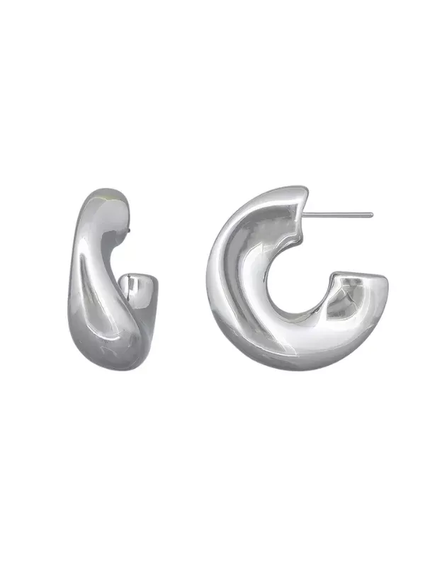 Tiger Tree Pinch Hoop Earrings Silver