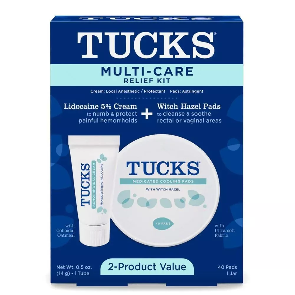 Tucks Multi Care Relief Kit, Lidocaine 5% Cream + Witch Hazel Pads