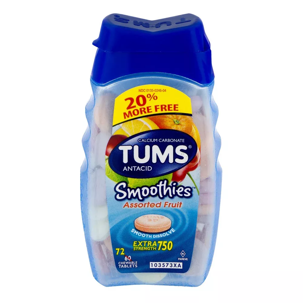 Tums Antacid/Calcium Supplement, Extra Strength 750, Assorted Fruit, Chewable Tablets, Bonus