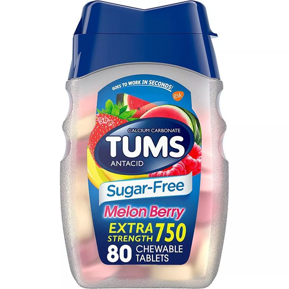Tums Antacid Sugar-Free Melon Berry Chewable Tablet, 80 EA