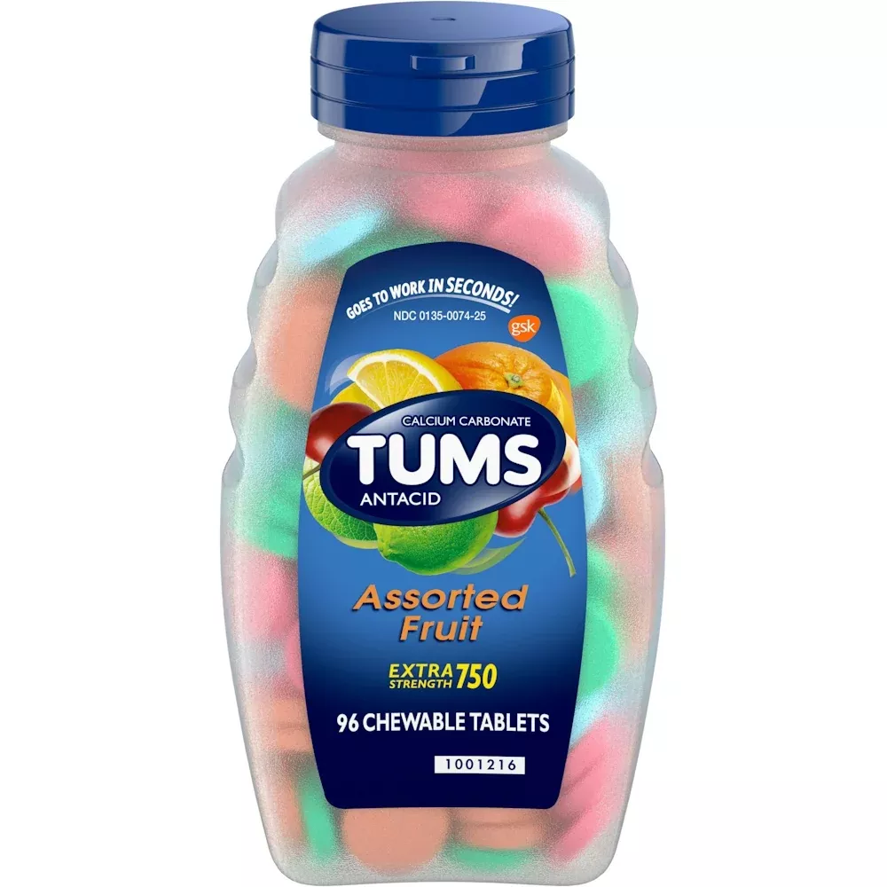 Tums Extra Strength 750 Chewable Antacid Tablets – Assorted Fruit