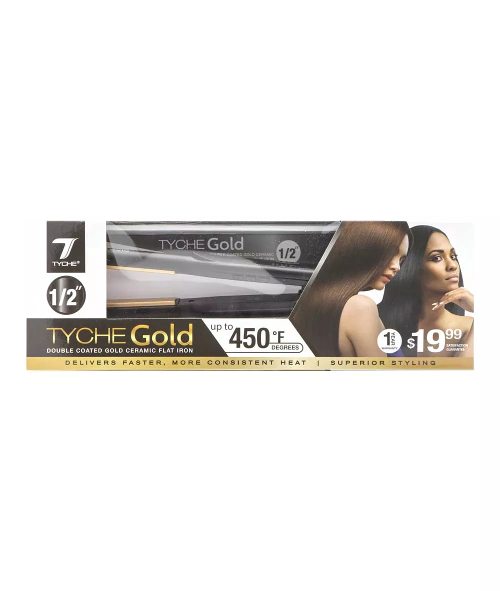 Tyche Gold Double Coated Gold Ceramic Flat Iron [1/2″] #Tg050