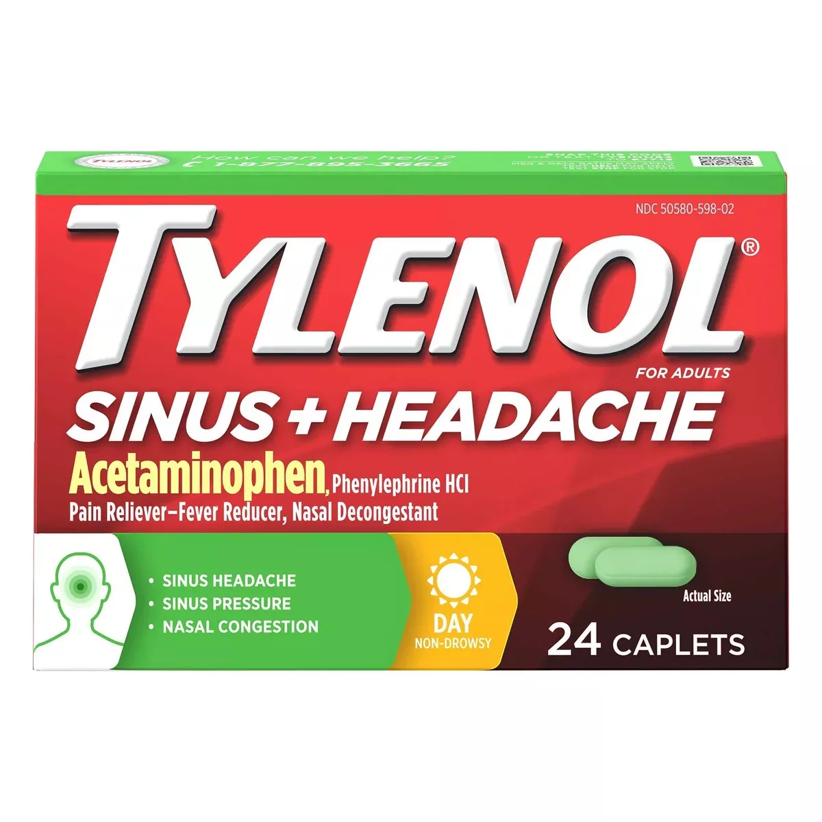 Tylenol Sinus/Headache Daytime 5 mg – 325 mg Tablet, 24 EA